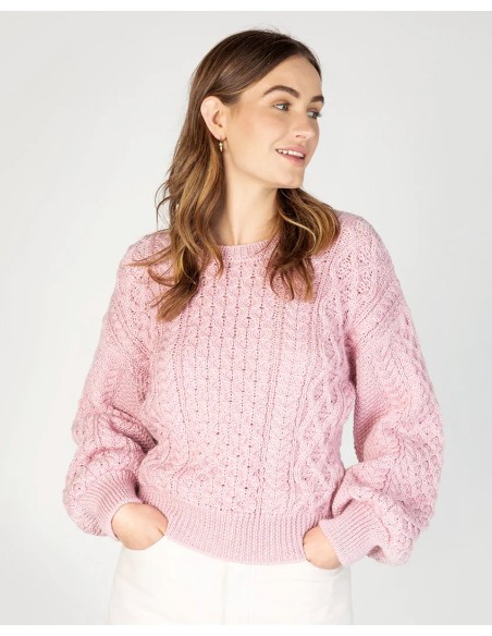 MAGLIONE CROP IN LANA IRLANDESE "HONEY"