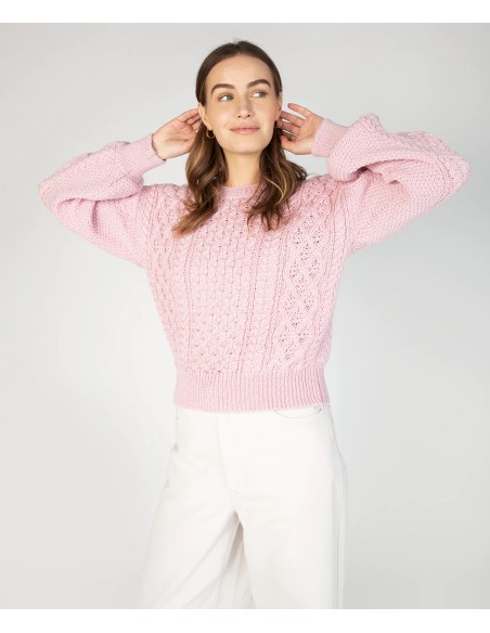 MAGLIONE CROP IN LANA IRLANDESE "HONEY"