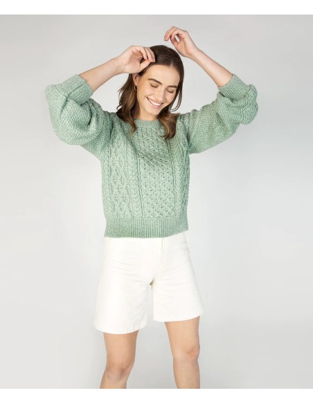 MAGLIONE CROP IN LANA IRLANDESE "HONEY"