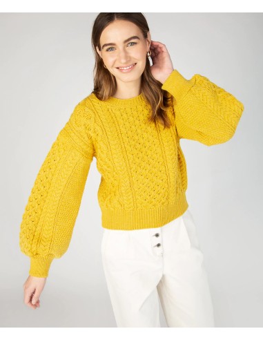 MAGLIONE CROP IN LANA IRLANDESE "HONEY"