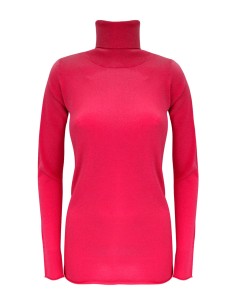 CASHMIRETTA COLLO ALTO IN SETA E CASHMERE "ELENA" - BEGONIA