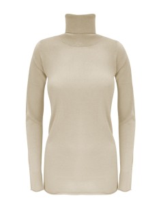 CASHMIRETTA COLLO ALTO IN SETA E CASHMERE "ELENA" - BEIGE