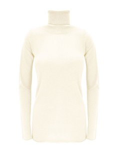 CASHMIRETTA COLLO ALTO IN SETA E CASHMERE "ELENA" - BIANCO