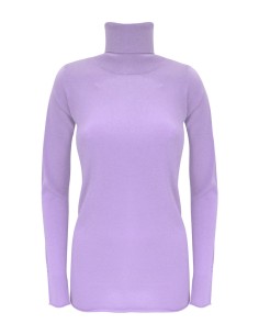 CASHMIRETTA COLLO ALTO IN SETA E CASHMERE "ELENA" - LILLA