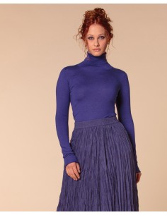 CASHMIRETTA COLLO ALTO IN SETA E CASHMERE "ELENA" - MARINO 2