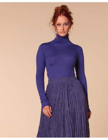 CASHMIRETTA COLLO ALTO IN SETA E CASHMERE "ELENA"