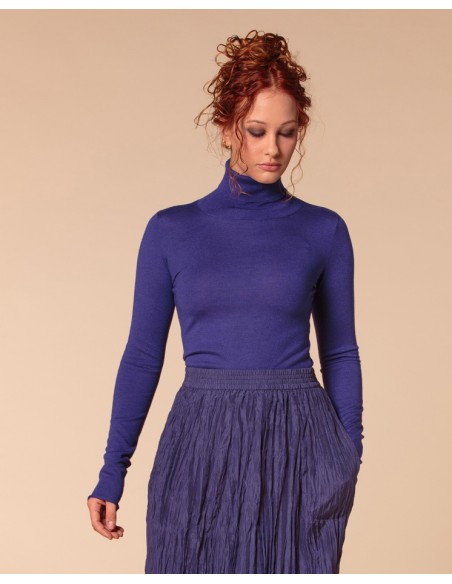 CASHMIRETTA COLLO ALTO IN SETA E CASHMERE "ELENA"