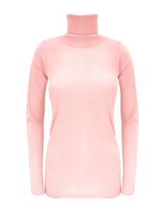 CASHMIRETTA COLLO ALTO IN SETA E CASHMERE "ELENA" - ROSA