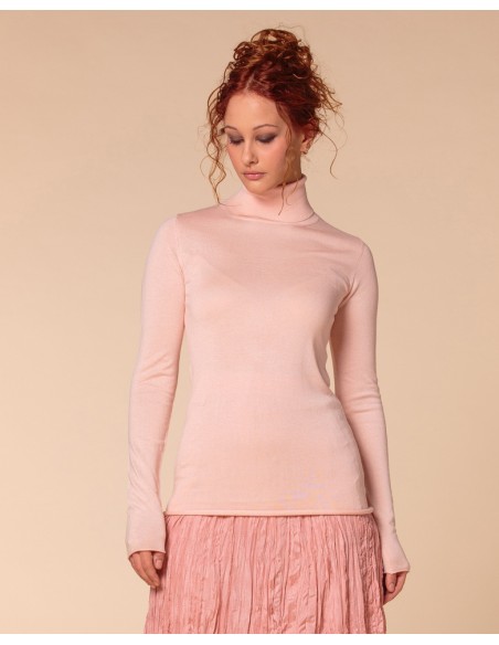 CASHMIRETTA COLLO ALTO IN SETA E CASHMERE "ELENA"