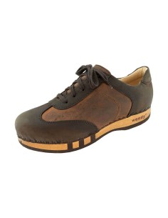SNEAKERS UOMO IN LEGNO E PELLE - MARRONE