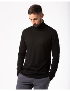 CASHMIRETTA UOMO DOLCEVITA IN SETA E CASHMERE "ALEX" - NERO