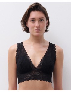 BRALETTE IN PIZZO SENZA FERRETTO "FLORAL TOUCH" - NERO