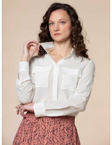 CAMICIA IN 100% SETA CON TASCHE E COLLETTO