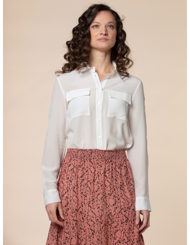 CAMICIA IN 100% SETA CON TASCHE E COLLETTO