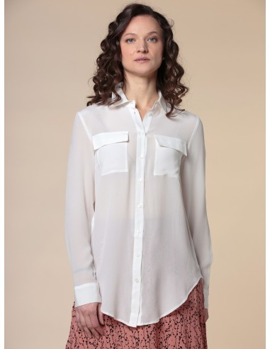 CAMICIA IN 100% SETA CON TASCHE E COLLETTO