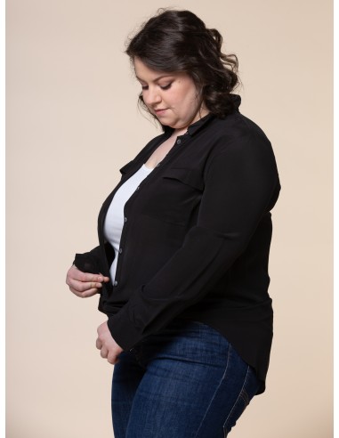 CAMICIA IN 100% SETA CON TASCHE E COLLETTO