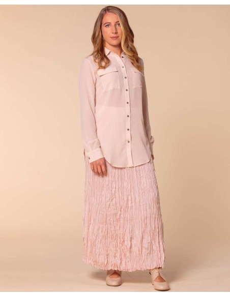 CAMICIA IN 100% SETA CON TASCHE E COLLETTO