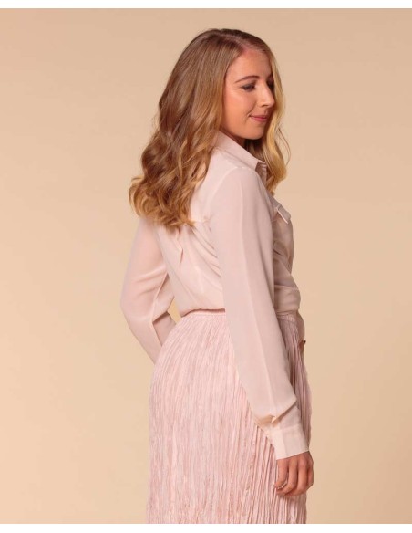 CAMICIA IN 100% SETA CON TASCHE E COLLETTO