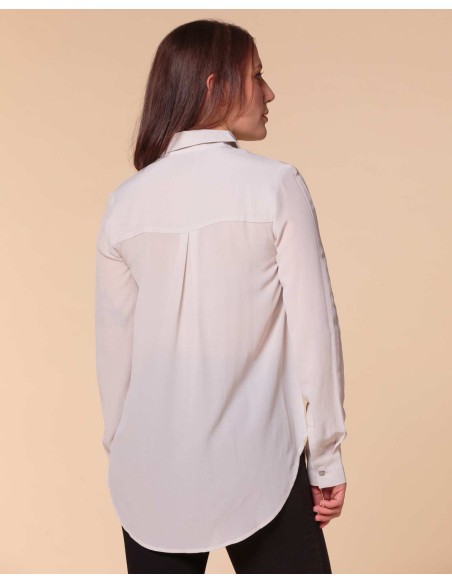 CAMICIA IN 100% SETA CON TASCHE E COLLETTO