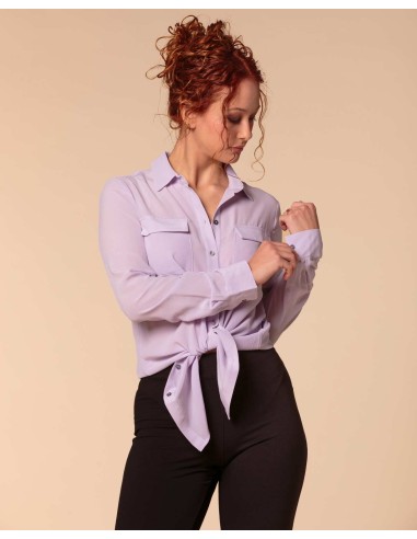 CAMICIA IN 100% SETA CON TASCHE E COLLETTO