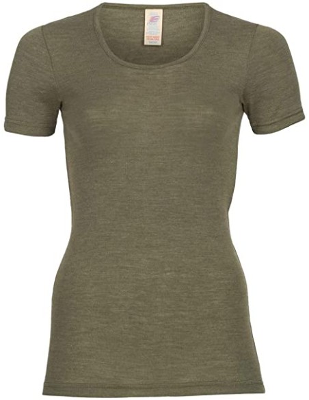 Maglia intima maniche corte in lana e seta - Engel - Lizè Natural Clot