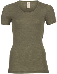 Maglia intima maniche corte in lana e seta - Engel - Lizè Natural Clot