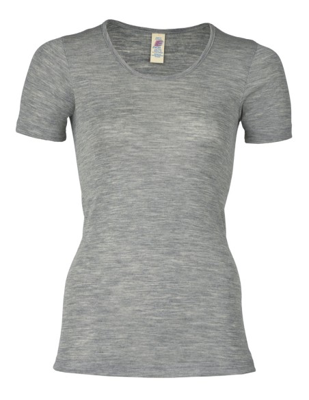 Maglia intima maniche corte in lana e seta - Engel - Lizè Natural Clot