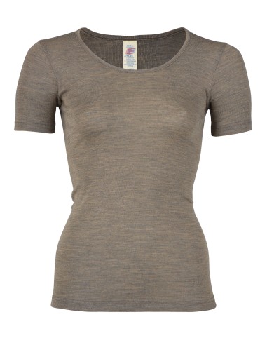 Maglia intima maniche corte in lana e seta - Engel - Lizè Natural Clot