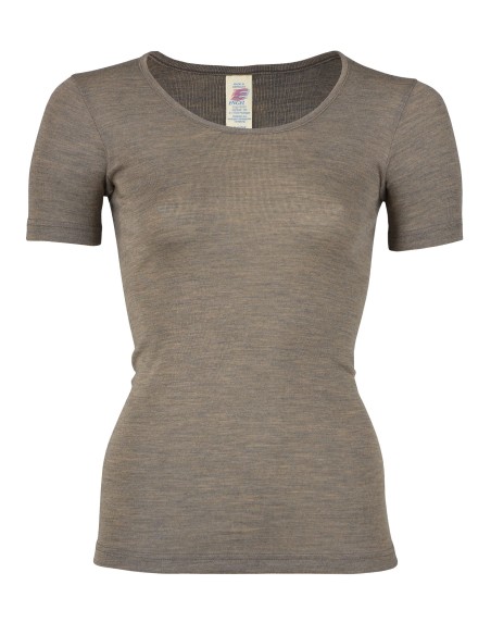 Maglia intima maniche corte in lana e seta - Engel - Lizè Natural Clot