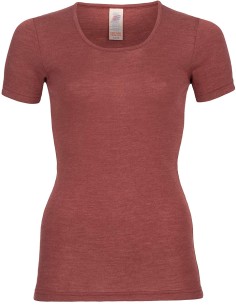 T-SHIRT LANA-SETA A MANICHE CORTE - RAME