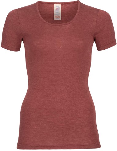 Maglia intima maniche corte in lana e seta - Engel - Lizè Natural Clot