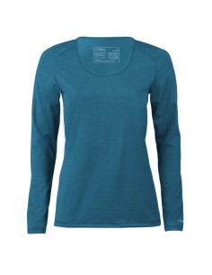 MAGLIA TERMICA IN LANA-SETA SPORT A MANICA LUNGA - PETROLIO