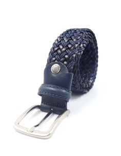 CINTURA UOMO “INTRECCIATA” IN VERA PELLE MADE IN ITALY - BLU
