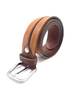 CINTURA UOMO “BICOLOR” IN VERA PELLE MADE IN ITALY - CUOIO