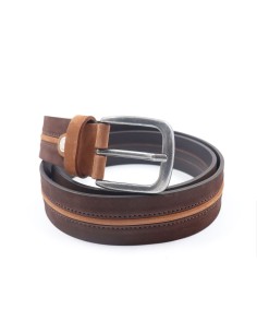 CINTURA UOMO “BICOLOR” IN VERA PELLE MADE IN ITALY - MARRONE 2