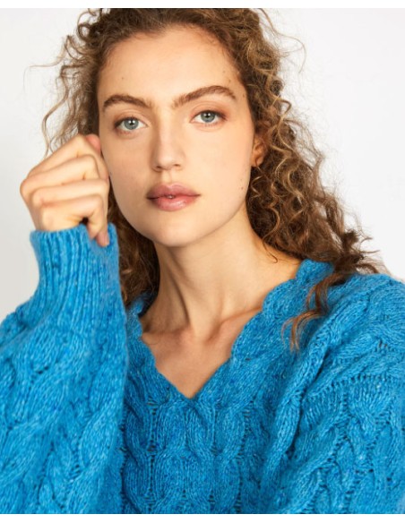 MAGLIONE IN LANA IRLANDESE E CASHMERE A V "HAPPENNY"