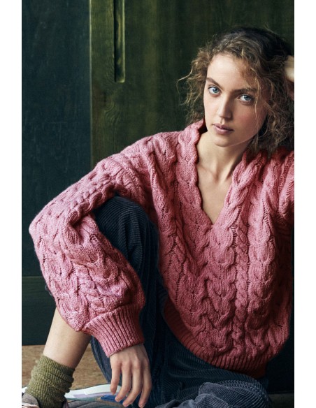 MAGLIONE IN LANA IRLANDESE E CASHMERE A V "HAPPENNY"