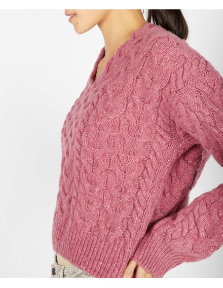 MAGLIONE IN LANA IRLANDESE E CASHMERE A V "HAPPENNY"