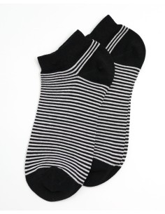 CALZINI IN BAMBU'CORTI "BASIC STRIPE" - NERO