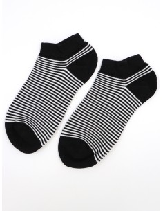 CALZINI IN BAMBU'CORTI "BASIC STRIPE" - NERO 2