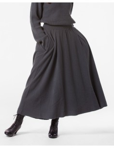 GONNA AMPIA 100% CASHMERE CON PENCES "MARTA" - CARBONE