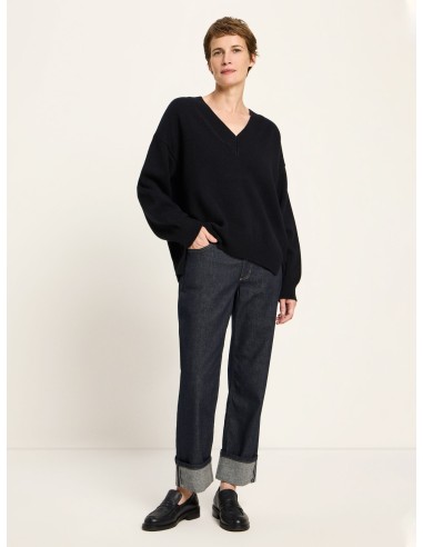 MAGLIONE SCOLLO A "V" IN LANA E COTONE BIO