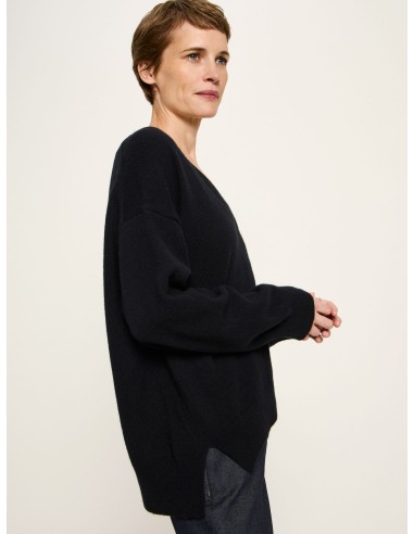 MAGLIONE SCOLLO A "V" IN LANA E COTONE BIO