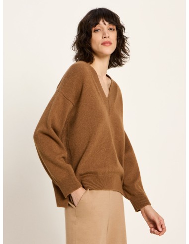 MAGLIONE SCOLLO A "V" IN LANA E COTONE BIO