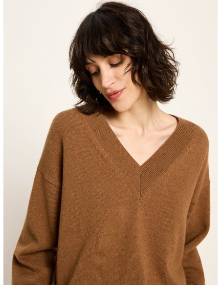 MAGLIONE SCOLLO A "V" IN LANA E COTONE BIO