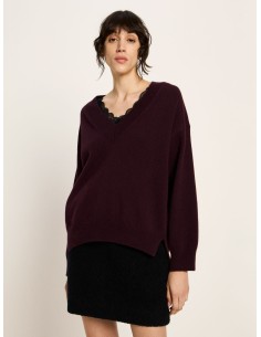MAGLIONE SCOLLO A "V" IN LANA E COTONE BIO - VINACCIA