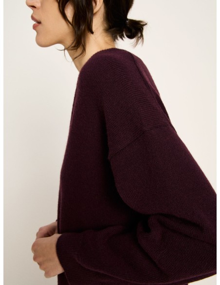 MAGLIONE SCOLLO A "V" IN LANA E COTONE BIO