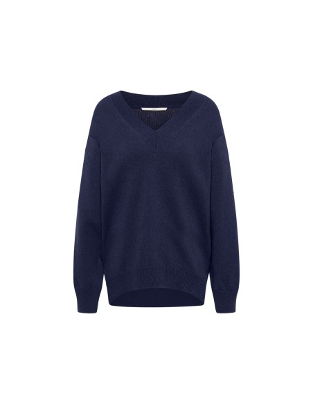 MAGLIONE SCOLLO A "V" IN LANA E COTONE BIO