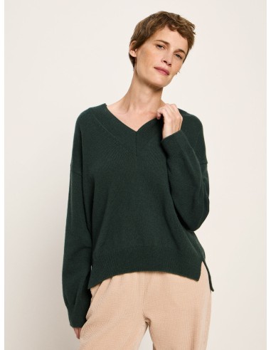 MAGLIONE SCOLLO A "V" IN LANA E COTONE BIO