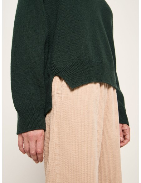 MAGLIONE SCOLLO A "V" IN LANA E COTONE BIO